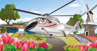 Hubschrauberflug über die Tulpenfelder in Holland